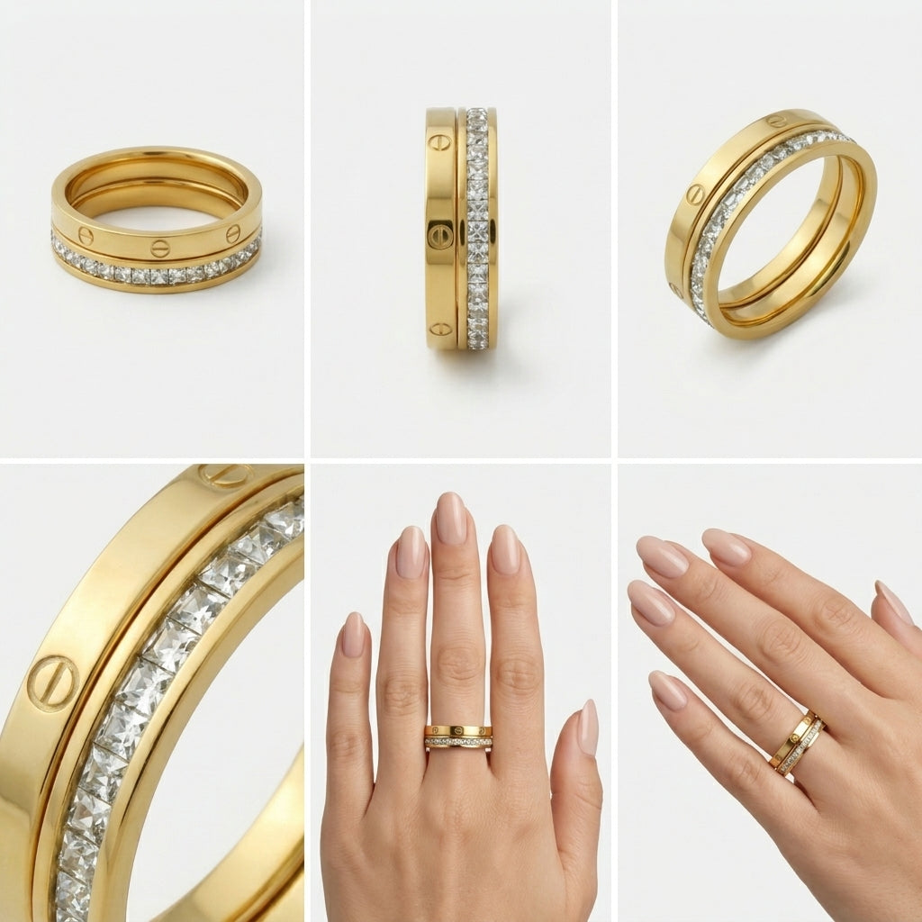 Elegant Gold Zirconia Ring