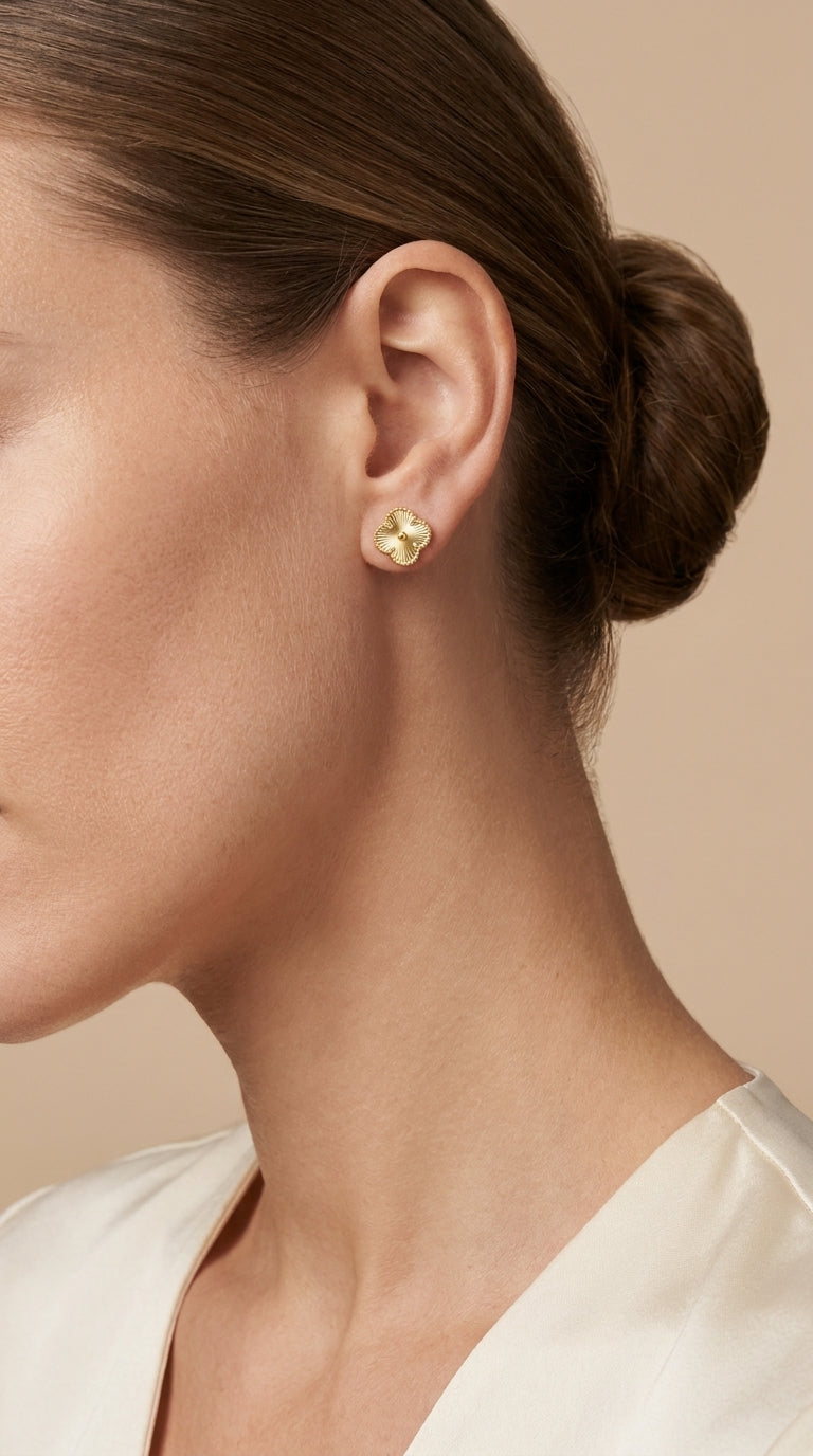 Elegant Gold Clover Earrings