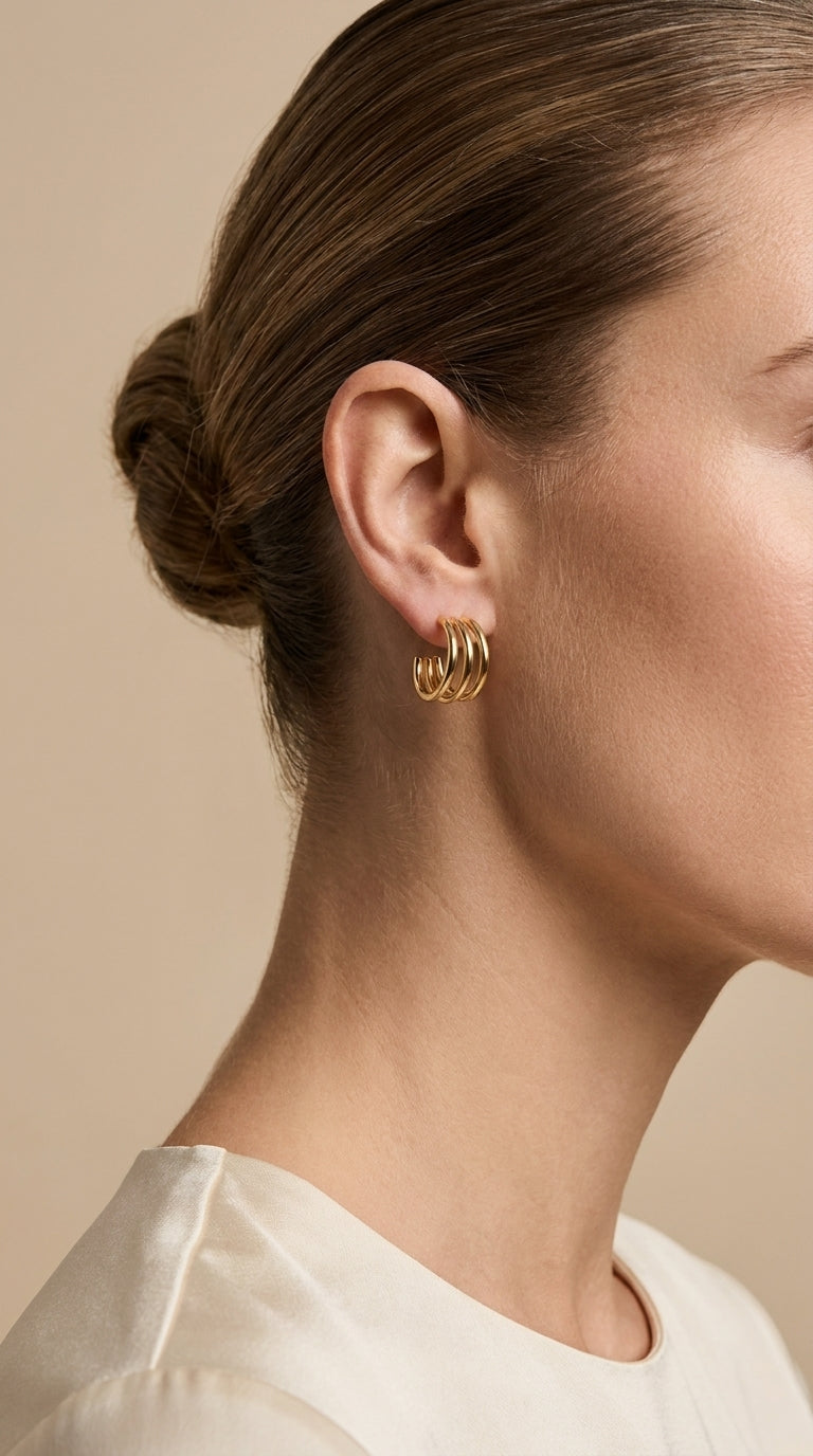 Elegant Gold Layered Hoop Earrings