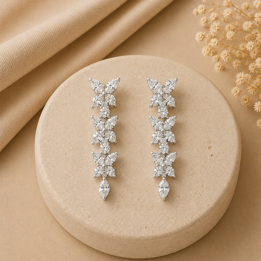 Luxury Silver Butterfly Earrings