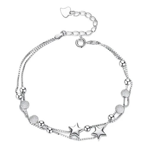 Luxury Silver Heart Bangle Bracelet