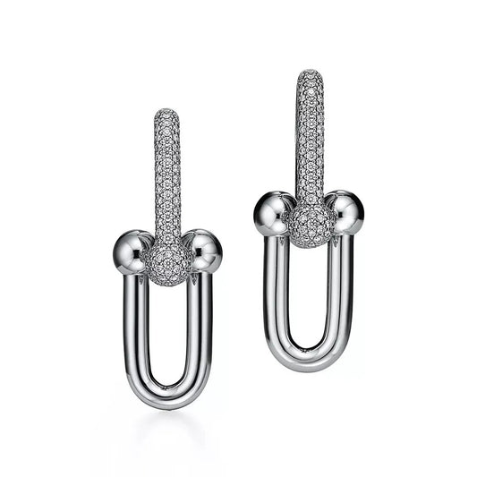 Luxury Gold Zirconia Link Earrings