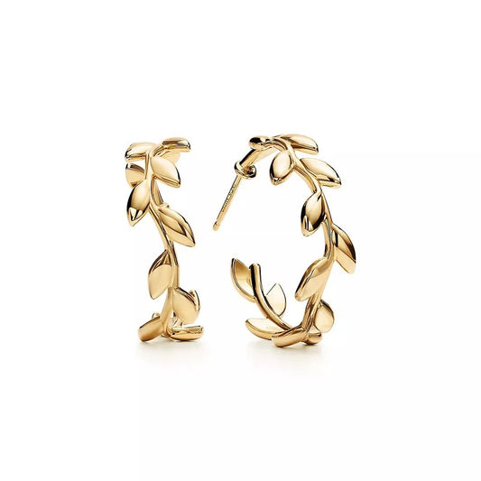 Luxury Gold Leaf Hoop Earrings