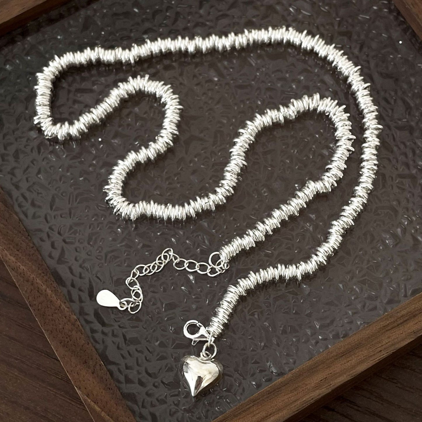 Luxury S925 Silver Heart Bead Necklace