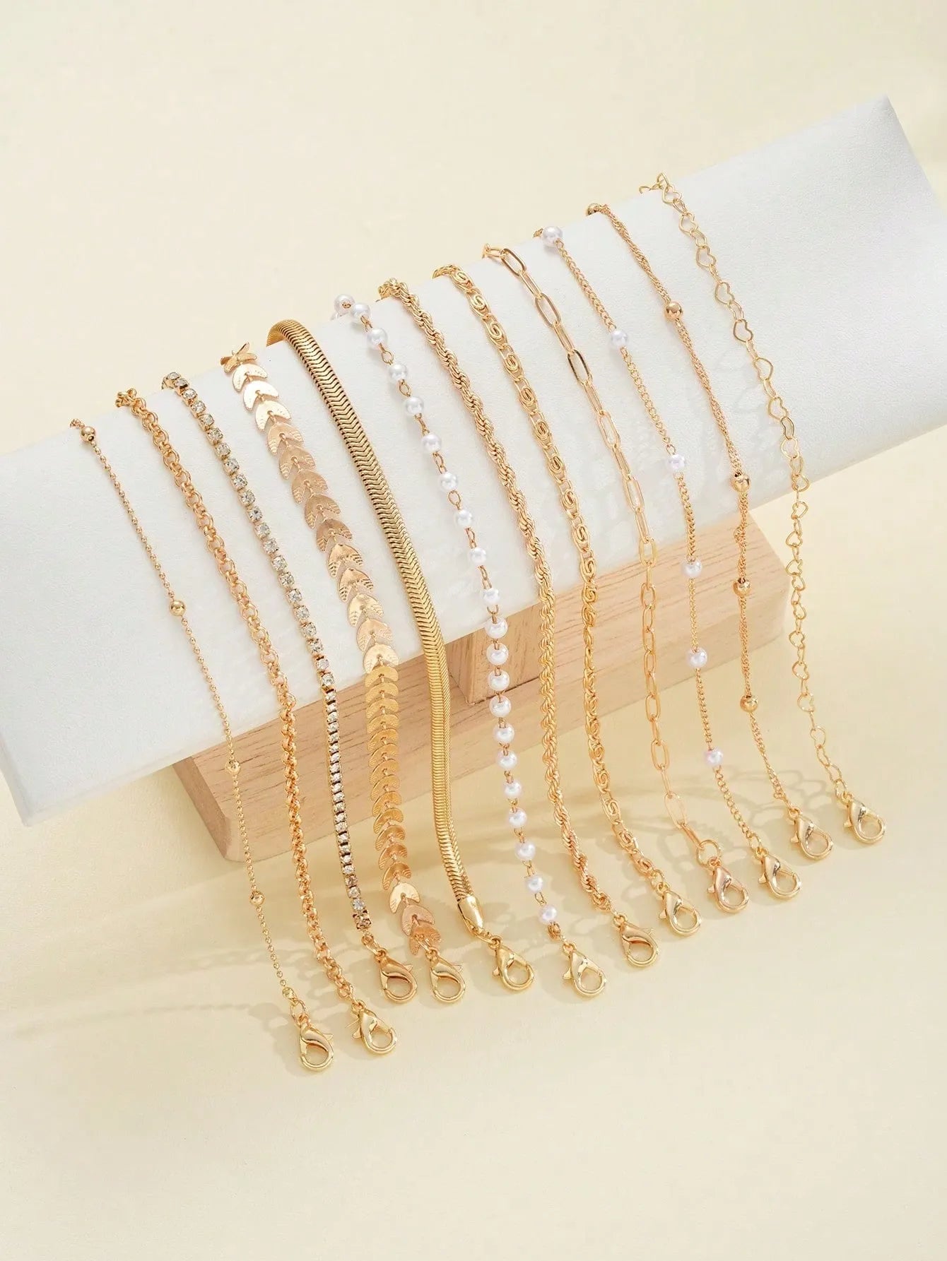 Elegant Gold Stack Bracelet Set - 12 pieces