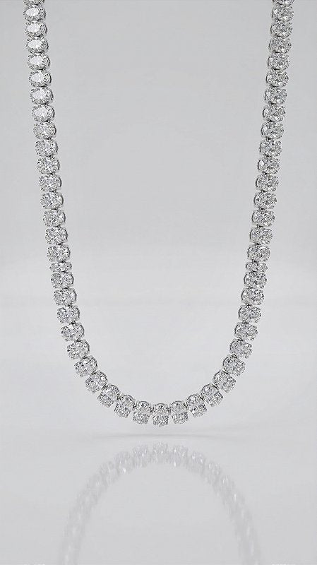 Colar Riviera Oval 4 Pontas Zircônia Branca Dourada