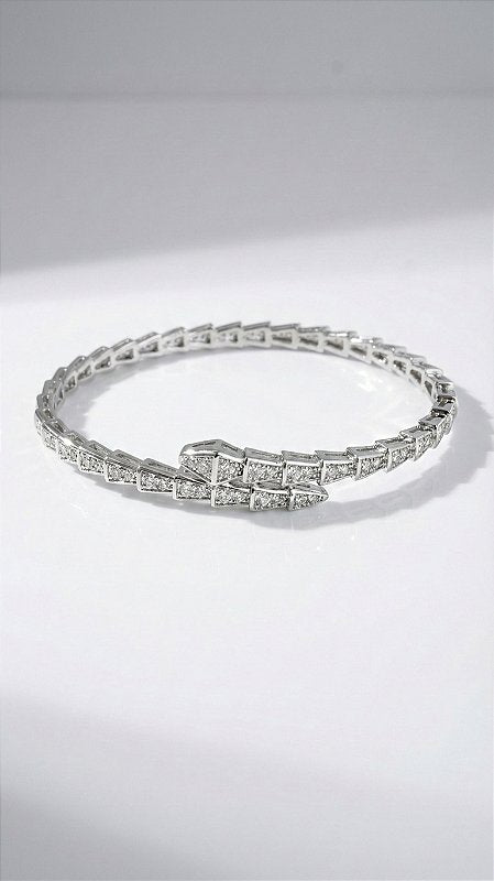 Conjunto Colar e Brincos Mini Serpente Zircônia Branca Prata
