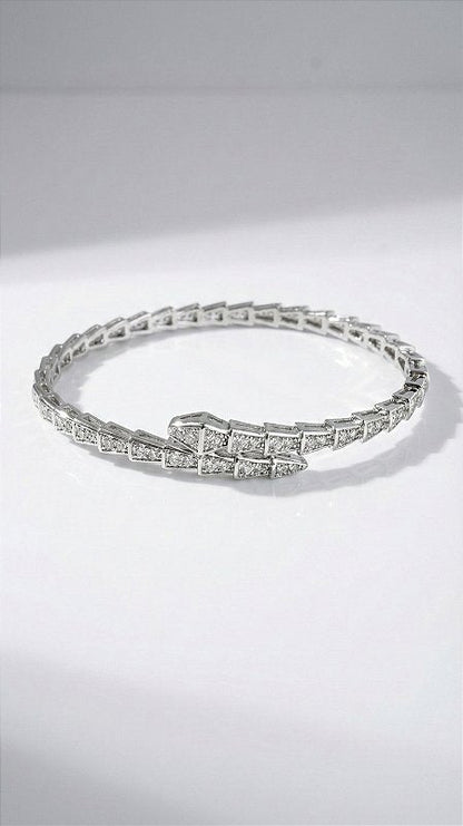 Conjunto Colar e Brincos Mini Serpente Zircônia Branca Prata