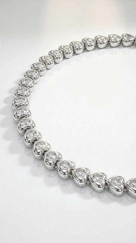 Colar Riviera Coração Pedras Zircônias Cristal Dourado
