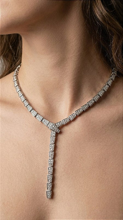 Anel Serpente BV Cravejado Zircônias Prata Ajustável