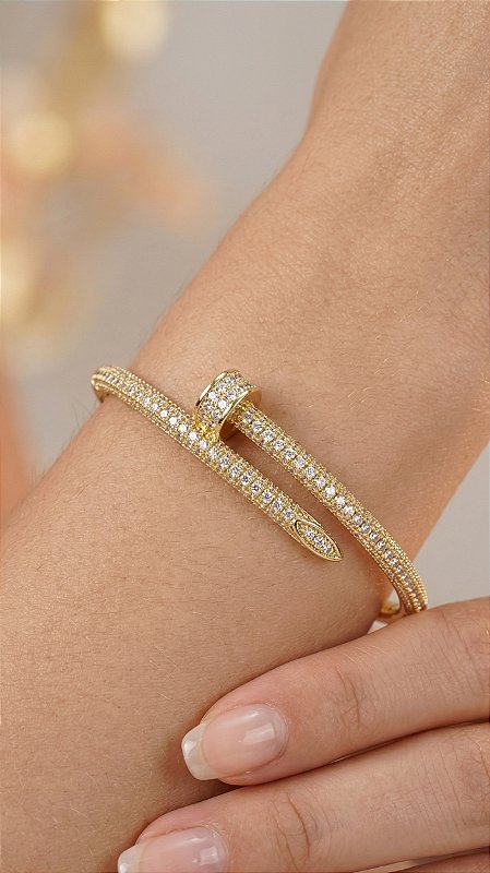 CT Medium Nail Silver Zirconia Bracelet