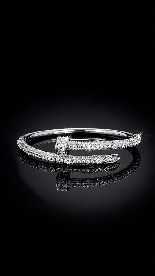 CT Medium Nail Silver Zirconia Bracelet