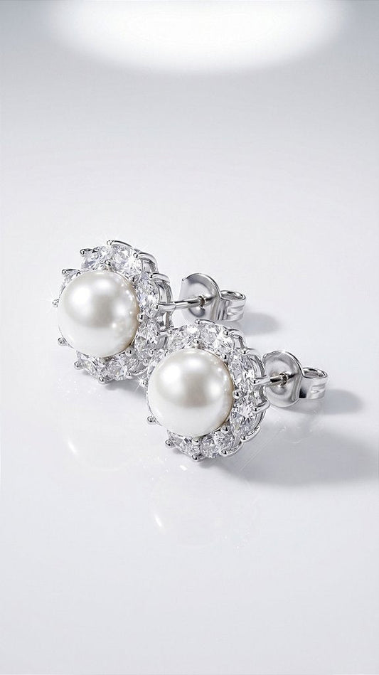 Elegant Silver Pearl Earrings