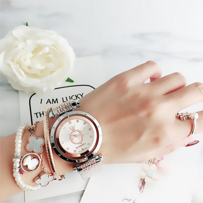 Luxury Two-Tone Crystal Bracelet Watch