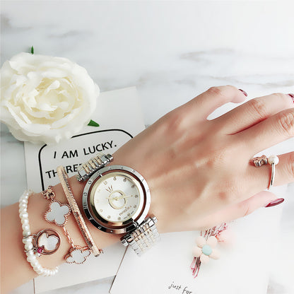 Luxury Two-Tone Crystal Bracelet Watch