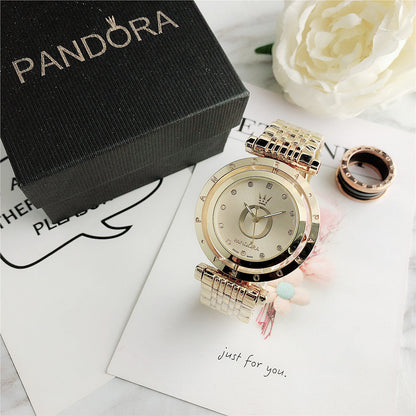 Luxury Two-Tone Crystal Bracelet Watch