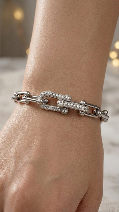 Silver Pavé Link Bracelet