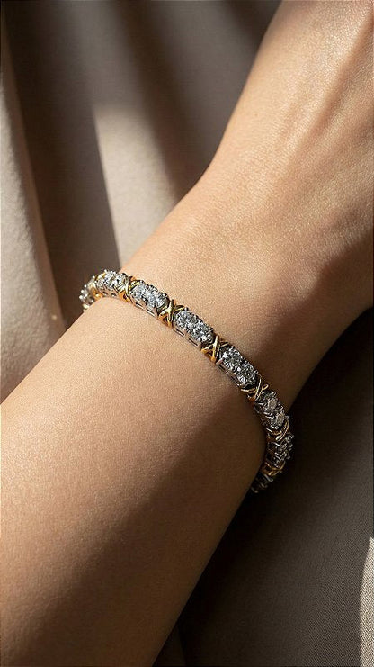 Bracelete Duo X Pedras Zircônias Prata