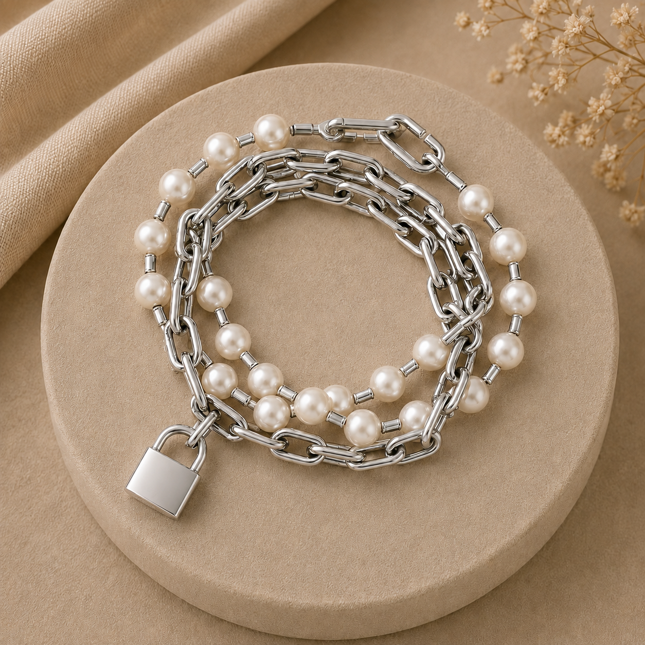 Luxury Silver Pearl Layered Bracelet