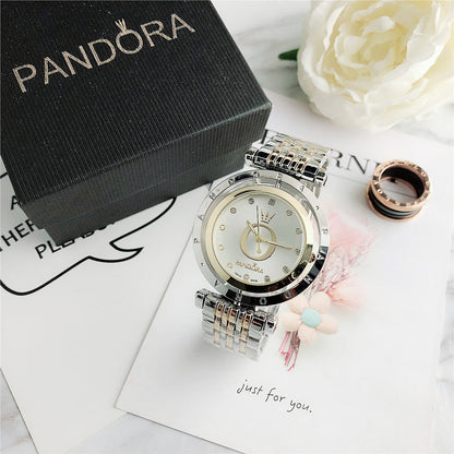 Luxury Two-Tone Crystal Bracelet Watch