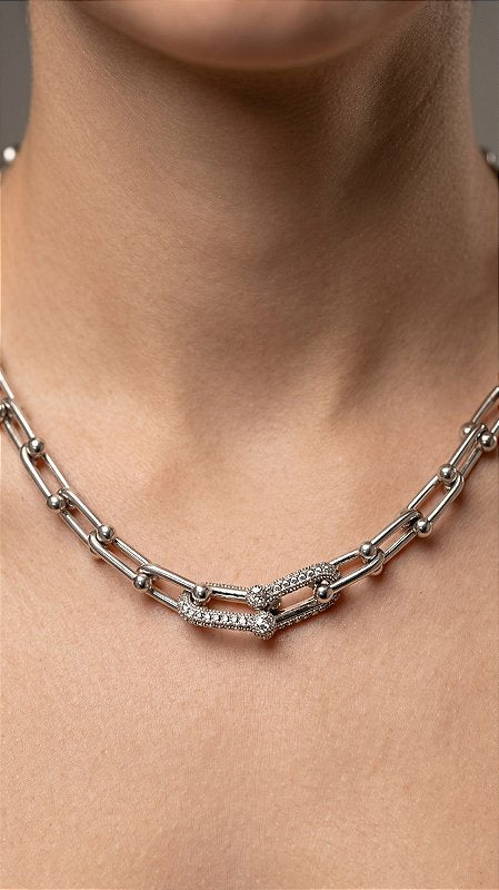 Silver Pavé Link Bracelet