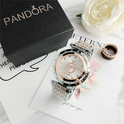 Luxury Two-Tone Crystal Bracelet Watch