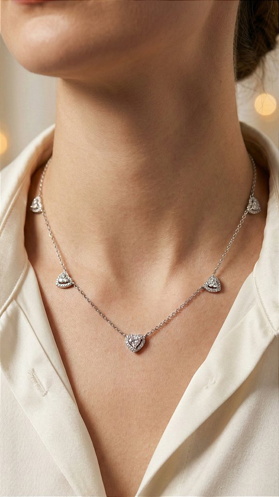 Silver Heart Zirconia Necklace