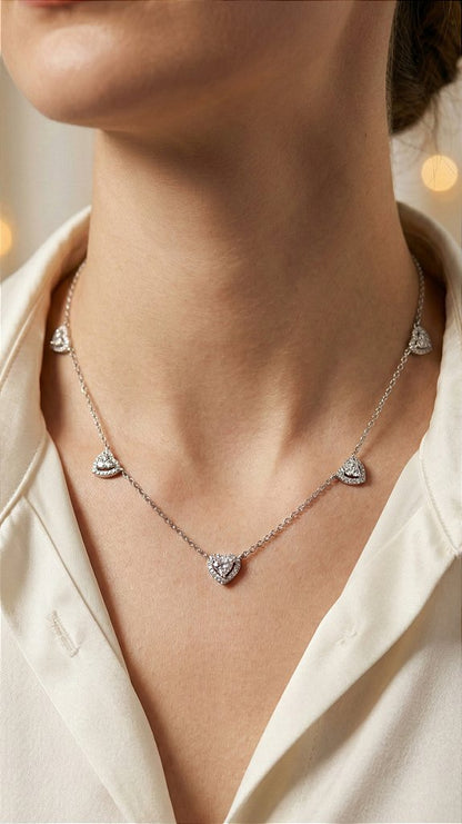 Silver Heart Zirconia Necklace