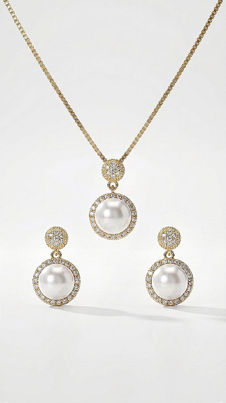 Colar Choker Composê Pérolas Prata