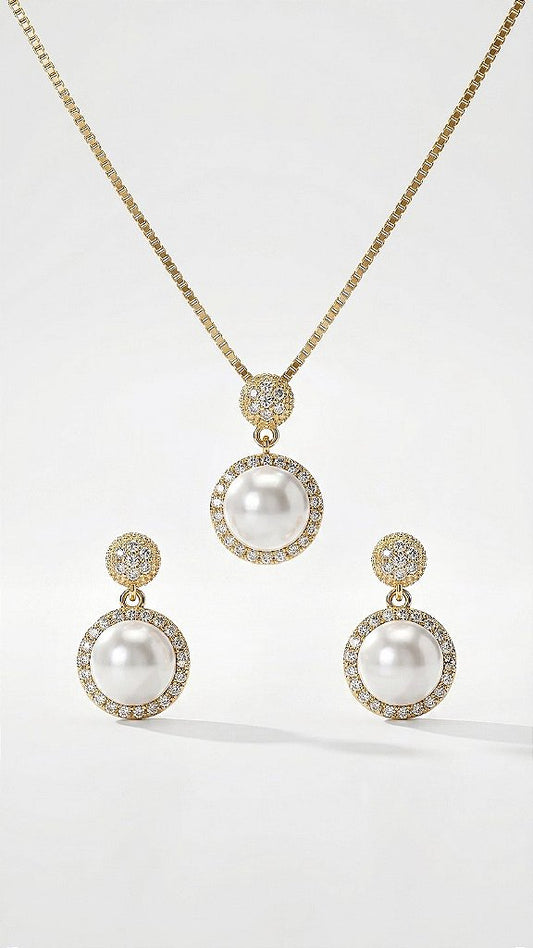 Elegant Gold Pearl Jewelry Set
