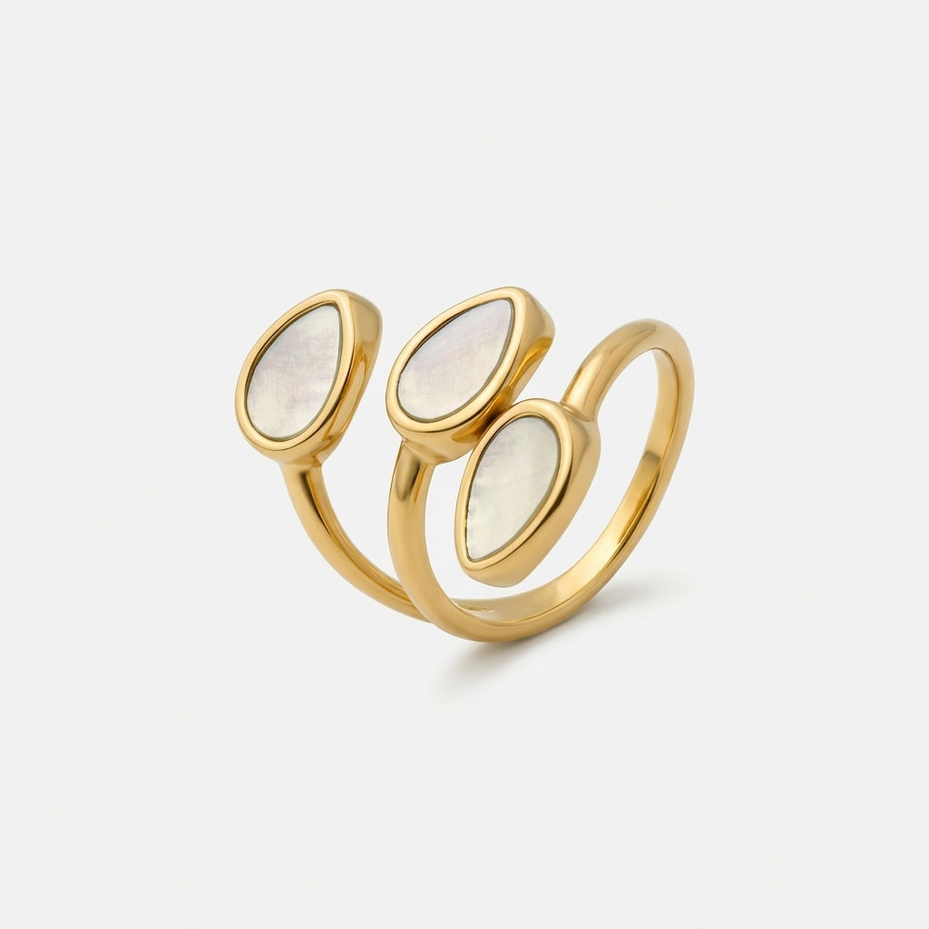 Elegant Gold Mother-of-Pearl Ring
