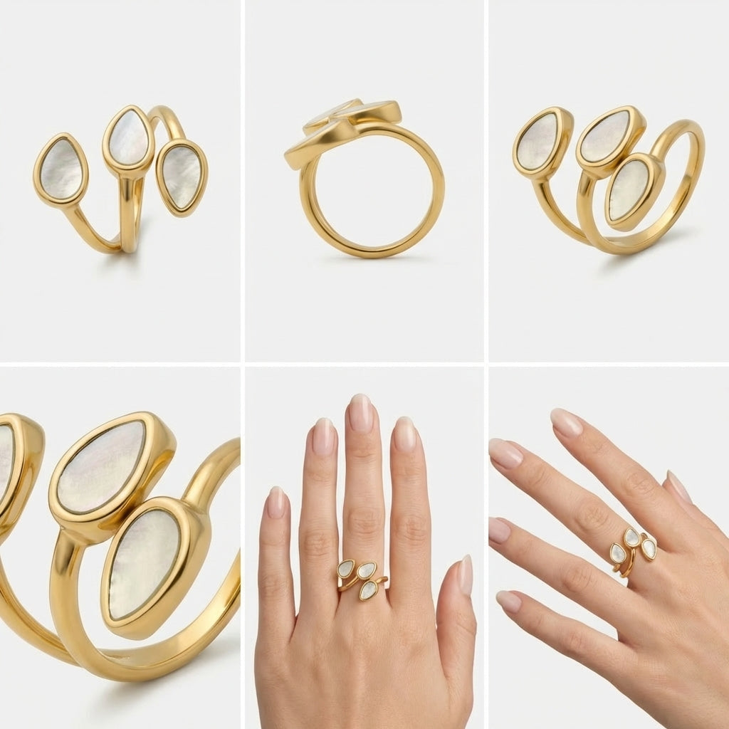Elegant Gold Mother-of-Pearl Ring