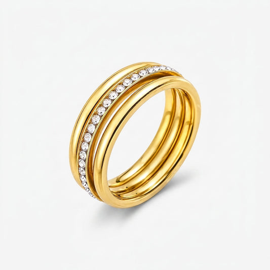 Elegant Gold Zirconia Band Ring