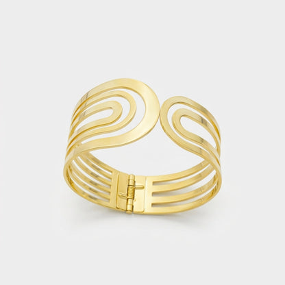 Gold Multi-Line Cuff Bracelet