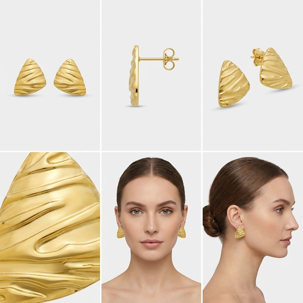 Elegant Gold Fan Earrings