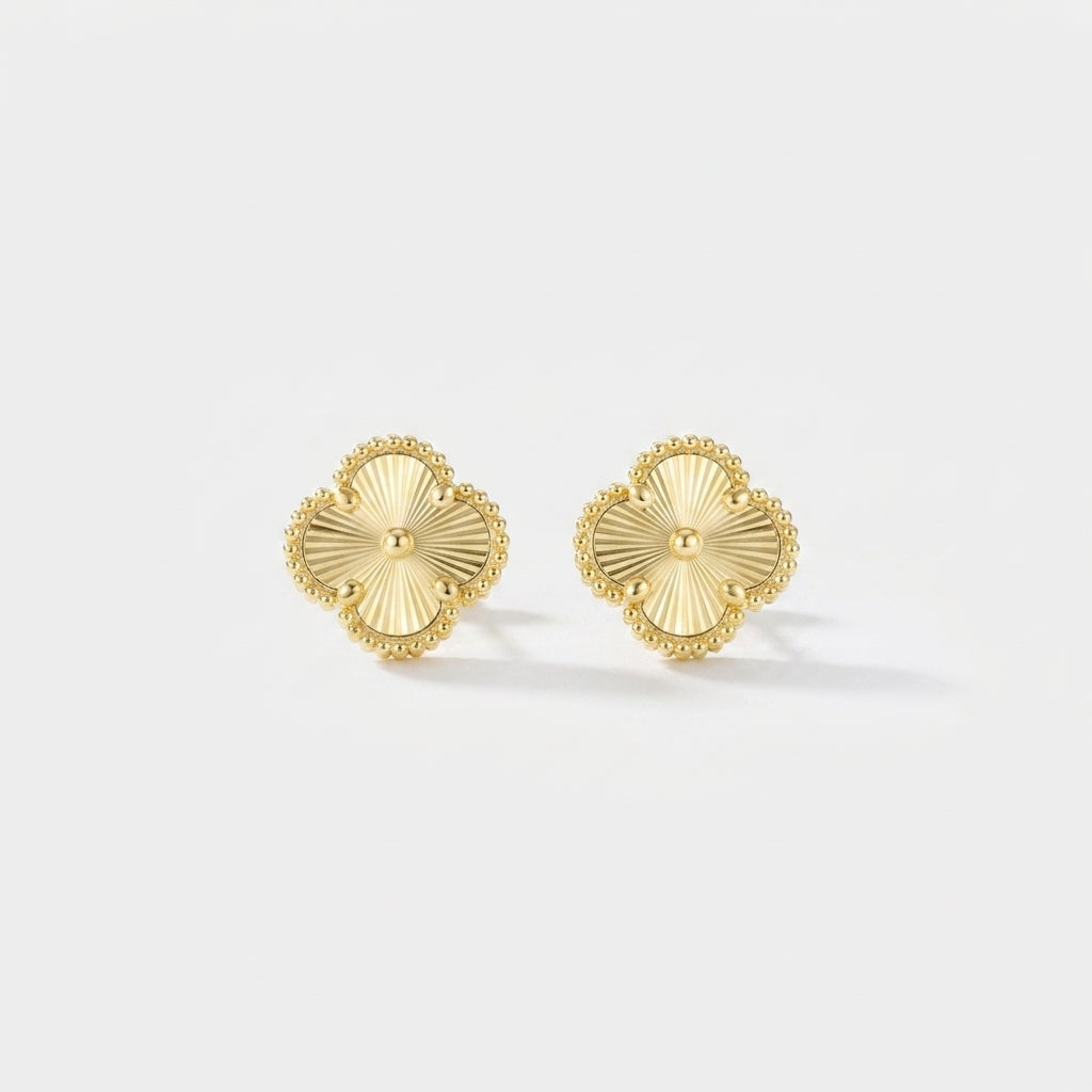 Elegant Gold Clover Earrings