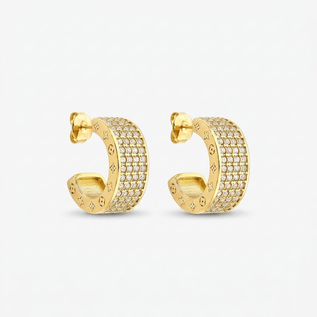 Elegant Gold Zirconia Huggie Earrings