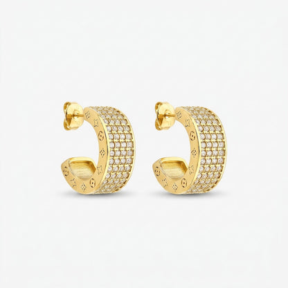 Elegant Gold Zirconia Huggie Earrings