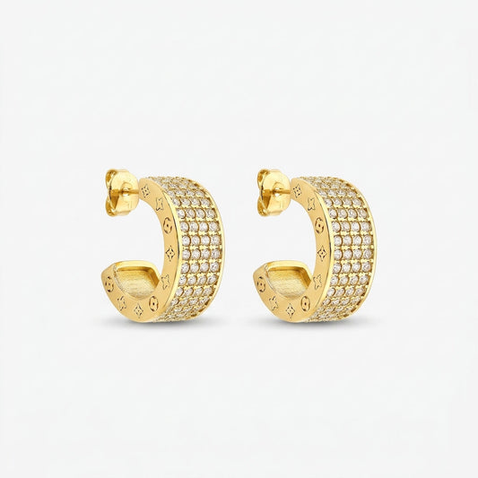 Elegant Gold Zirconia Huggie Earrings