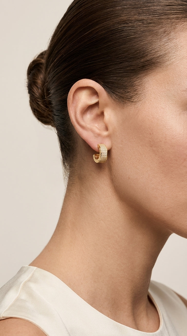 Elegant Gold Zirconia Huggie Earrings