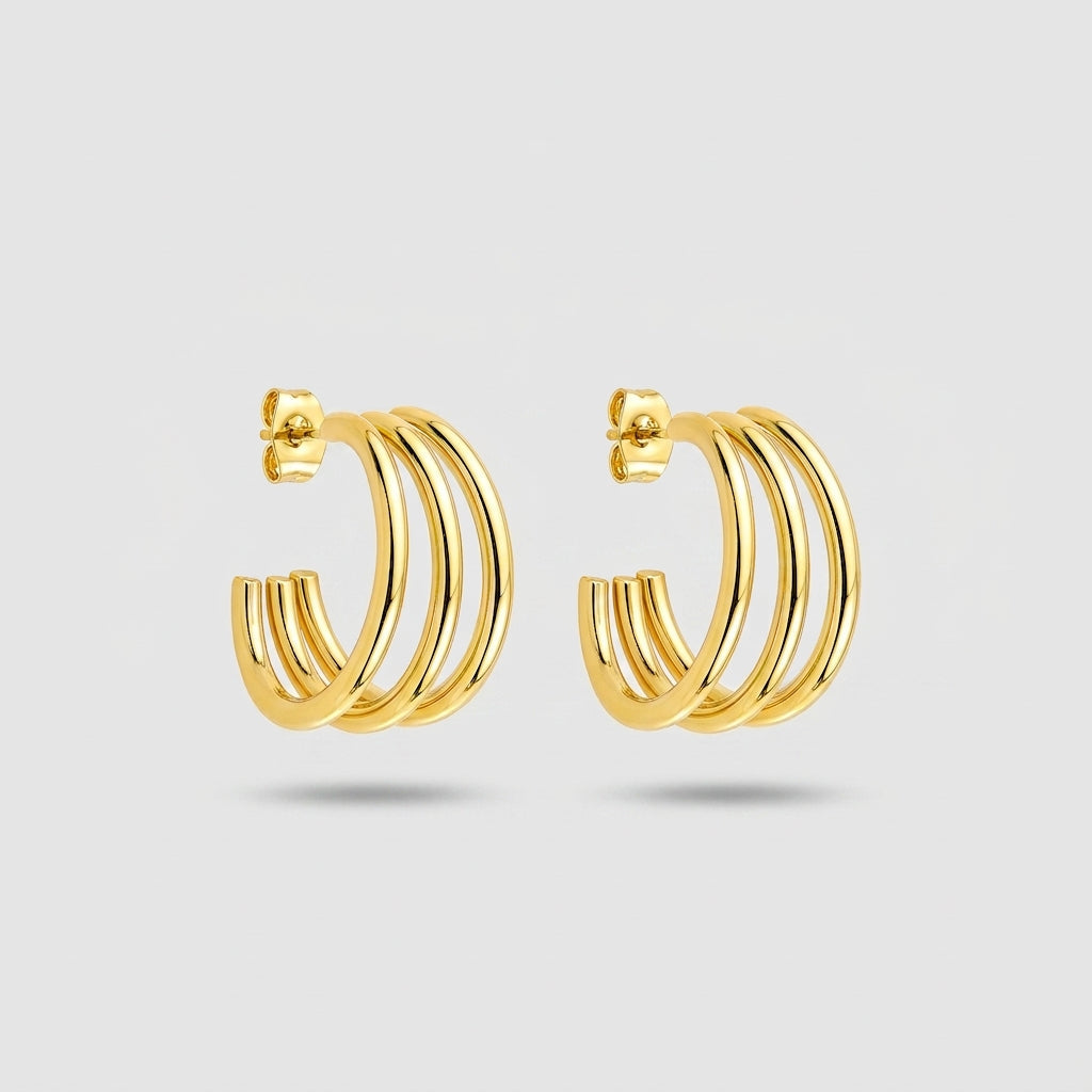 Elegant Gold Layered Hoop Earrings