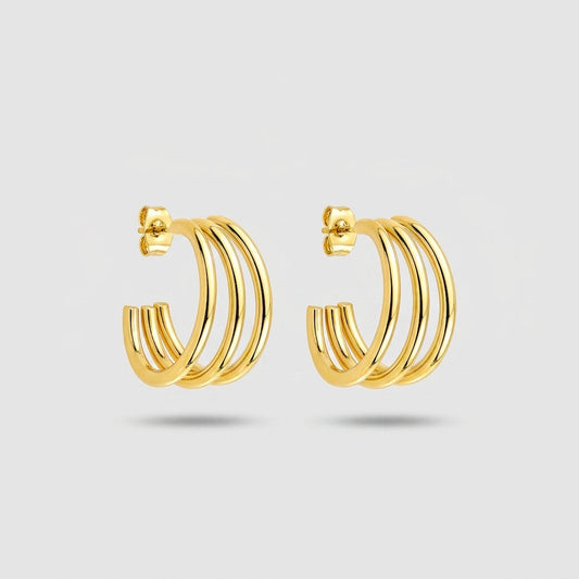 Elegant Gold Layered Hoop Earrings