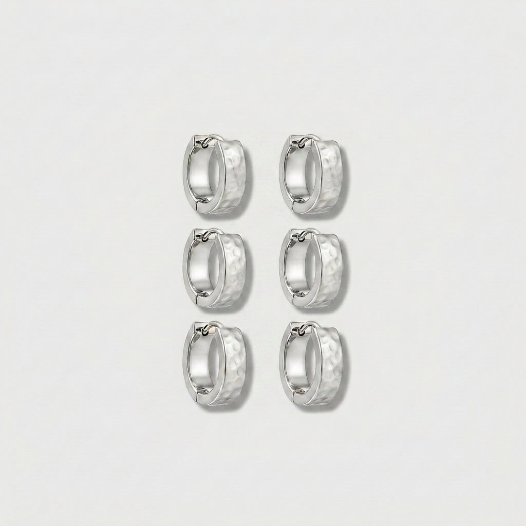 Elegant Silver Hoop Earrings Set