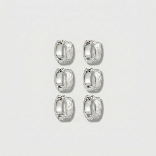 Elegant Silver Hoop Earrings Set