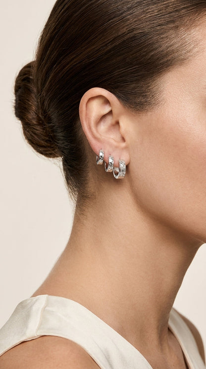 Elegant Silver Hoop Earrings Set