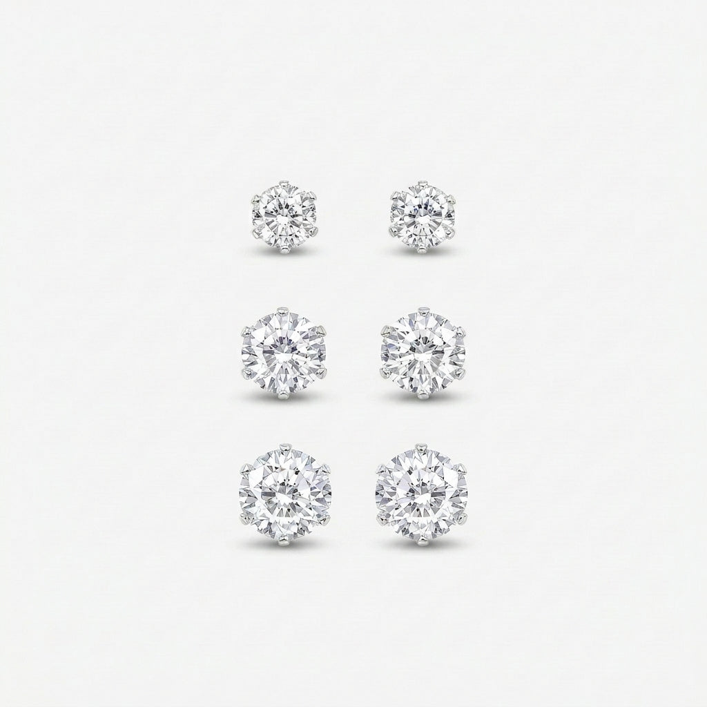 Elegant Silver Zirconia Earrings Set