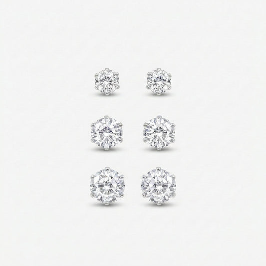 Elegant Silver Zirconia Earrings Set