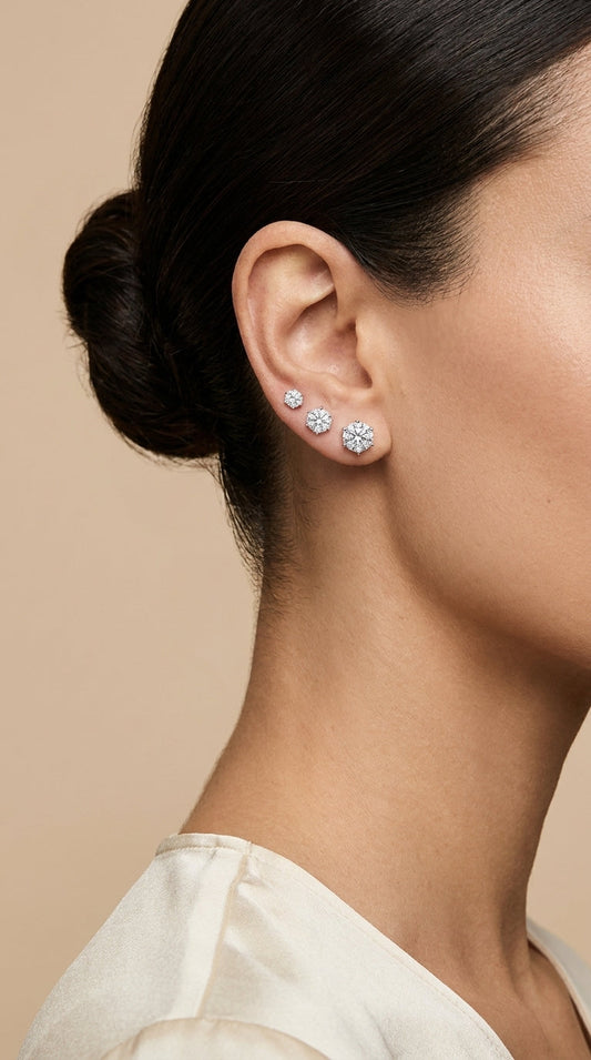 Elegant Silver Zirconia Earrings Set