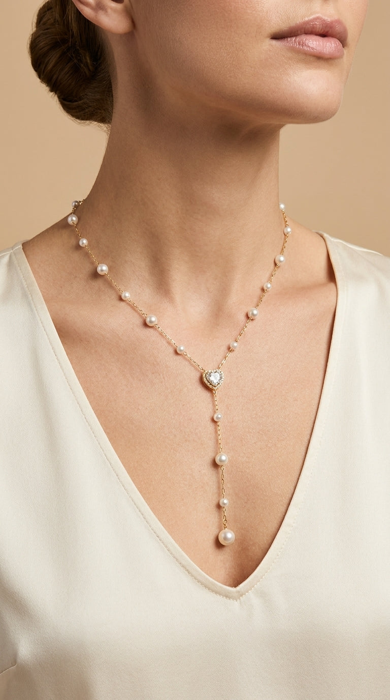 Elegant Gold Heart Drop Necklace
