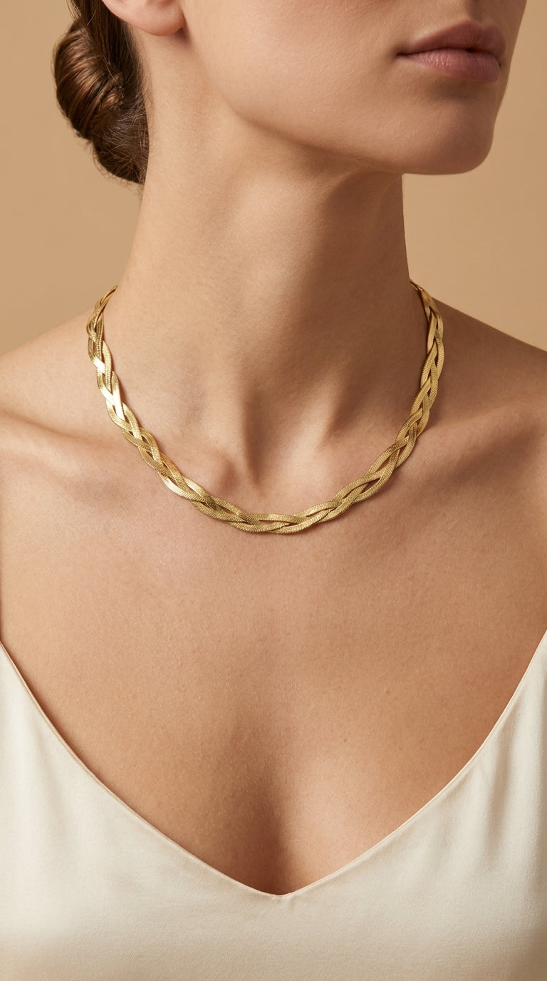 Elegant Gold Twisted Necklace